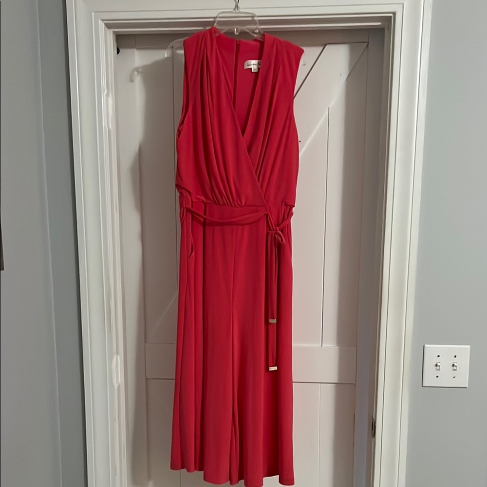 Coral colters Ruched Tie Front Jumpsuit